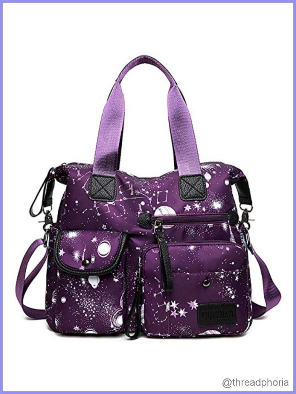 Nylon Tote Bag for Women Multi Pockets Shoulder Handbag Crossbody Satchel